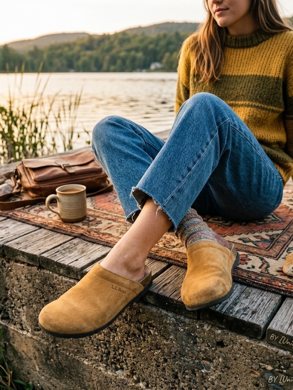 L.L. Bean Women's Suede Slip-On Clogs in Mustard Yellow Size 9